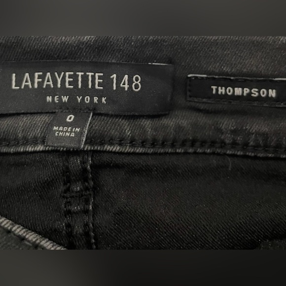 LAFAYETTE 148 NEW YORK WAXED DENIM THOMPSON BLACK JEANS US 0 SLIM LEG SILHOUETTE - Picture 8 of 10